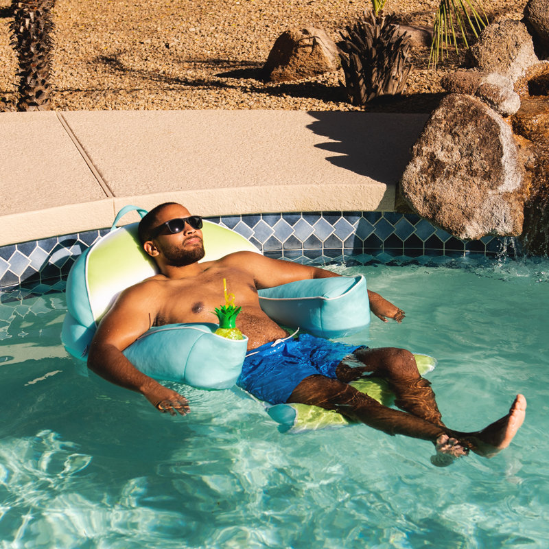 Rolling Wave Lime Quick-Drying Mesh Lazy Lounger with Headrest