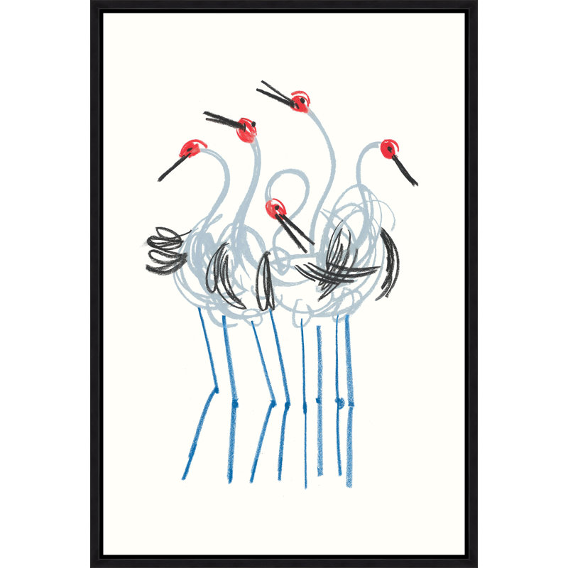 Dancing Cranes III Painting by David Erickson, 46.75" H x 31.75" W