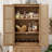 Wooden Accent Cabinets with Cabinet and 2 Drawers, Tall Rectangle Locker With Faux Rattan And Faux Solid Wood Surface, Mid-Century Modern White or Farmhouse-87984382