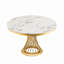 Table de salle à manger ronde avec une texture de marbre exquise, une base en acier inoxydable de 400 livres et une table de fête-1924693328