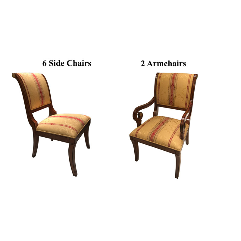 Ensemble de chaises de salle à manger 8 pièces en brun / rouge