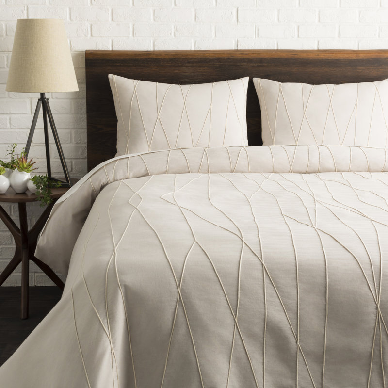 Mio Cotton Geometric Shapes Duvet Cover, Queen, Beige