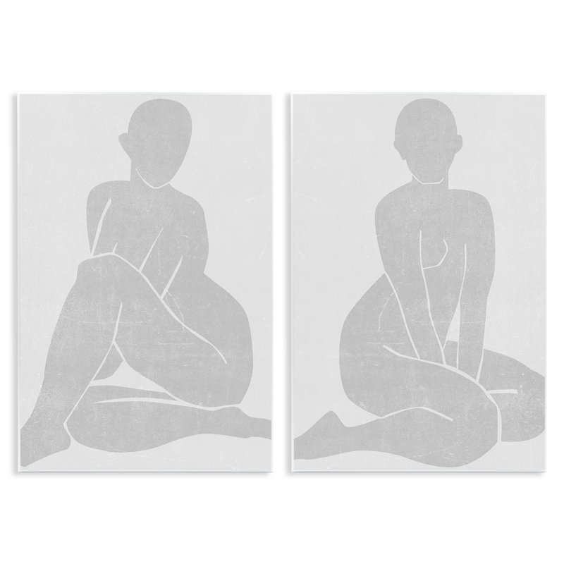 «Veiled Nude Silhouettes», ensemble de 2 plaques murales par Melissa Wang, H 19 po x l 26 po