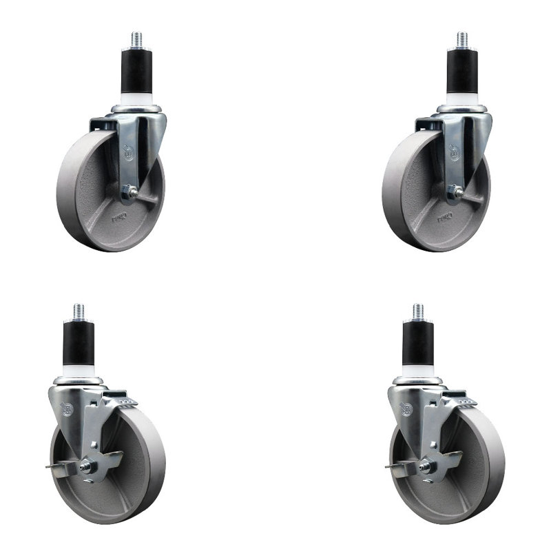 Ensemble de roulettes semi-pivotantes à roues pivotantes 1-1 / 2 pouces