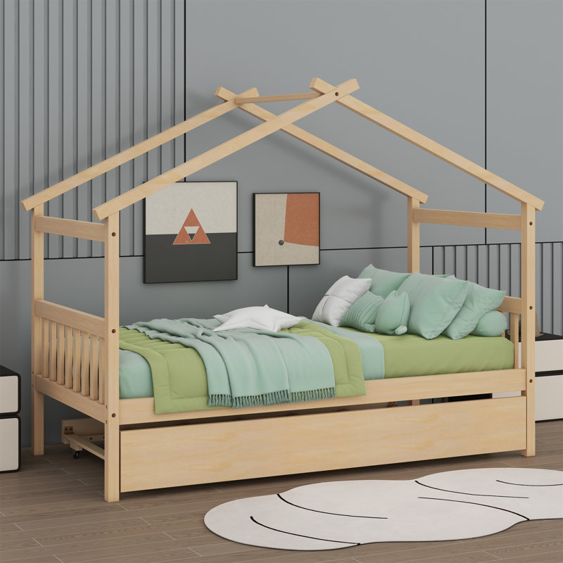 Lit en bois avec couchette, Naturel