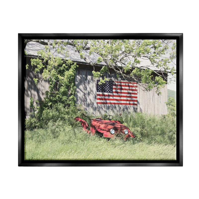 " Americana Lush Country Greenery " by Lori Deiter, Jet Black Floater Frame, 17" H x 21" W x 1.7" D