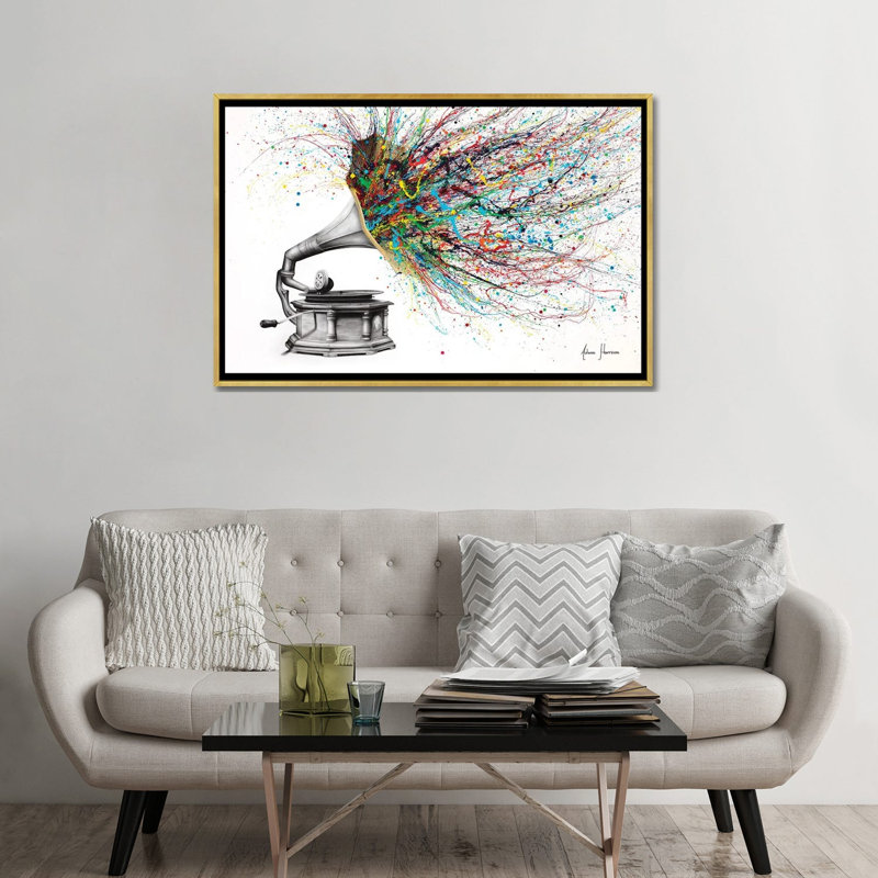 «Radical Rhapsody» par Ashvin Harrison, reproduction, Toile avec cadre flottant or, H 32 po x l 48 po x P 1,5 po, Non