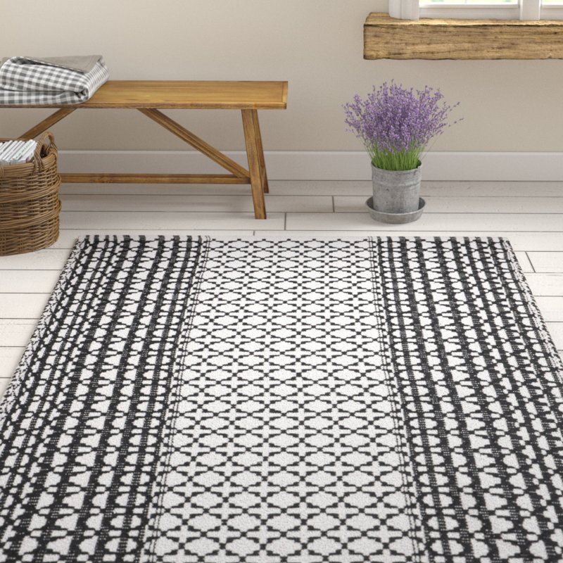 Zoltán Hand Woven Cotton Geometric Rug, Rectangle 5' x 8'