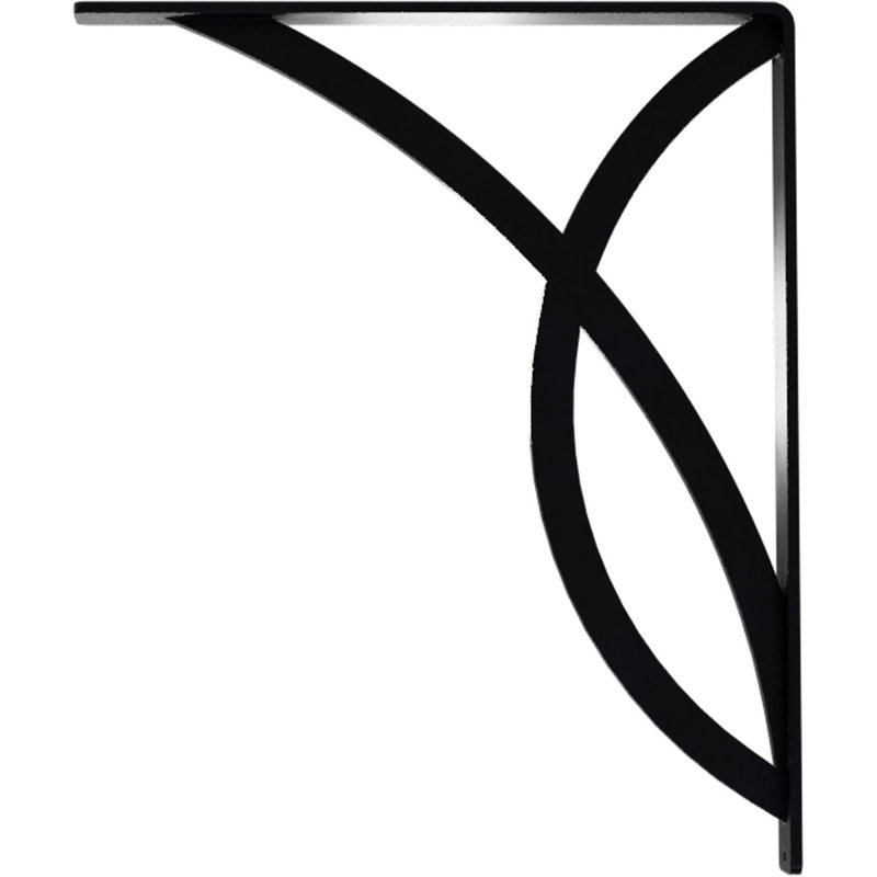Miller Wrought Iron Bracket, 12" H x 1.5" W x 10" D, Black