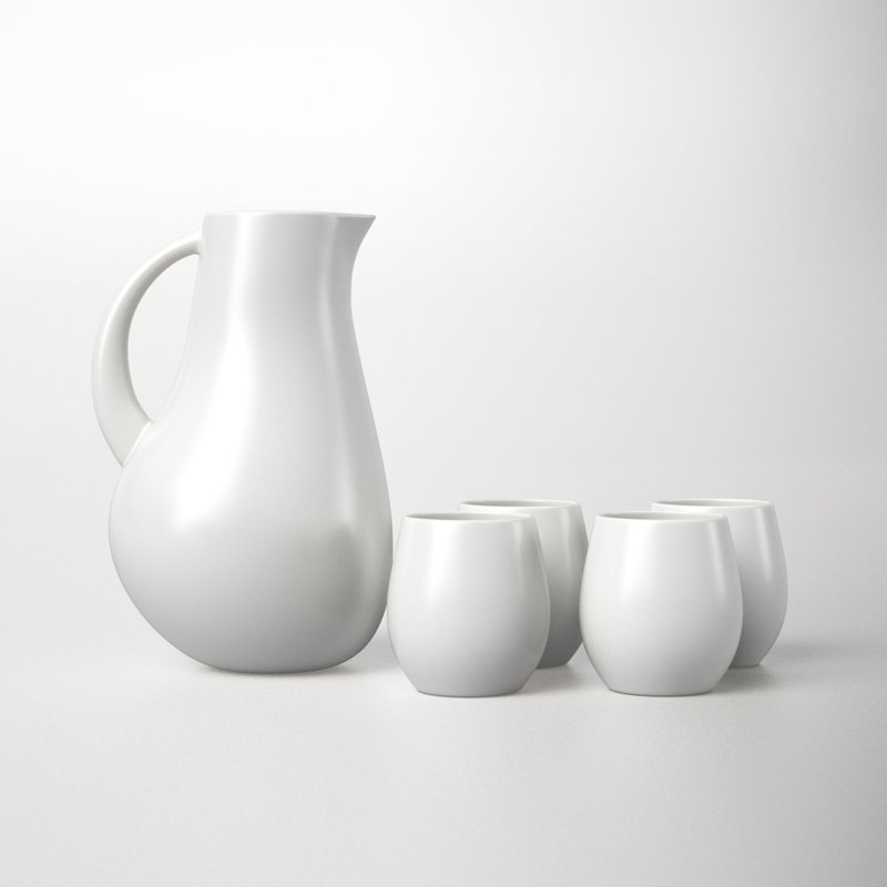 Borgen Regular Goblet 5 Piece Pitcher Set, Pearl