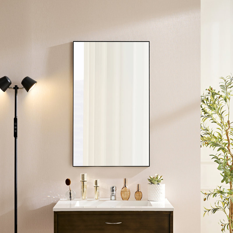 Miroir d'appoint pour mur, miroir de coiffeuse rectangulaire avec cadre en métal, 0,75 po x 60 po
