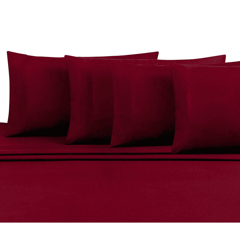 Jaree 6-Piece Rayon Hotel Sheet Set, King, Burgundy
