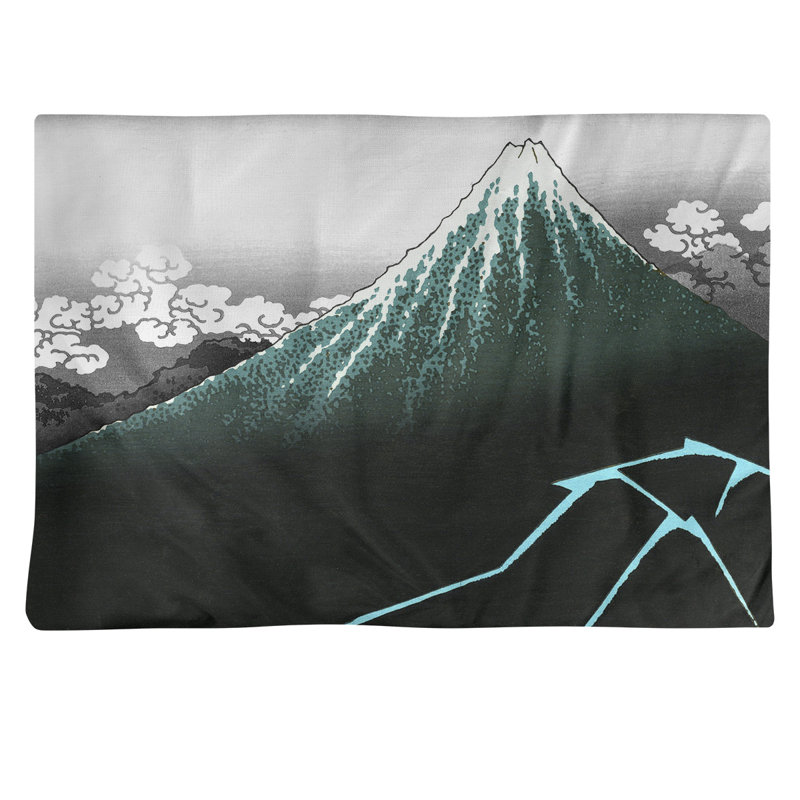 Récapitulatif 18" lightning the summit Katsushika Hokusai, Bleu sarcelle/Gris, Polyester sergé