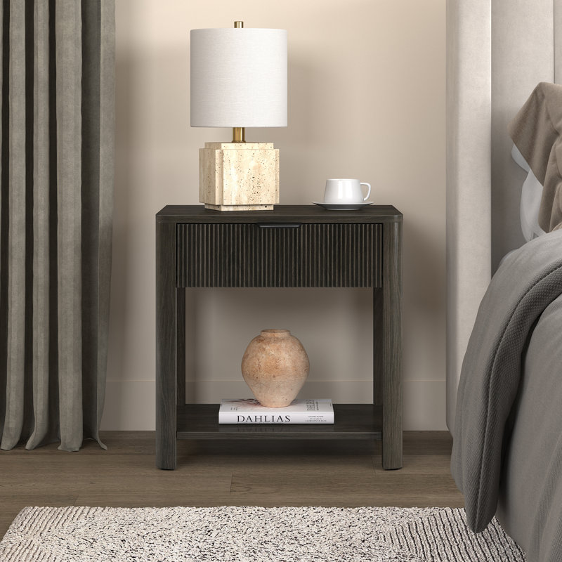 Pomona 24in Wide Rectangular Nightstand, Alder Brown