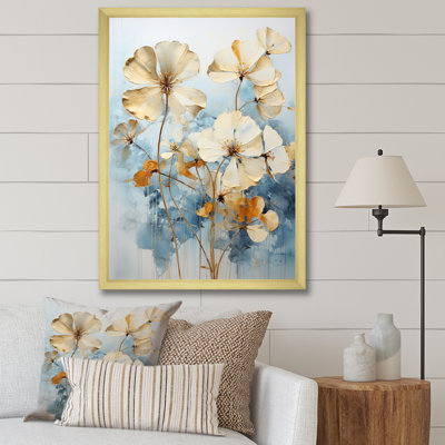 " Minimalism White And Blue Geraniums Flowers III "