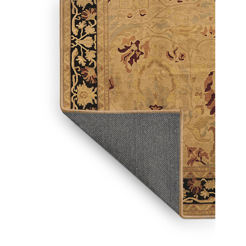 Tapis oriental en laine / polyester tissé à la machine en brun, Rectangle 2 pi x 3 pi