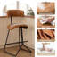Ensemble de 2 tabourets de bar à hauteur de comptoir, tabourets de bar rembourrés en similicuir avec dossier, tabourets de comptoir pour îlot de cuisine de 26 po, chaises de bar à structure en métal-129392255