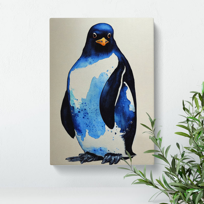 Watercolour Penguin No.1 - Wrapped Canvas Painting, 50cm H x 35cm W x 3cm D