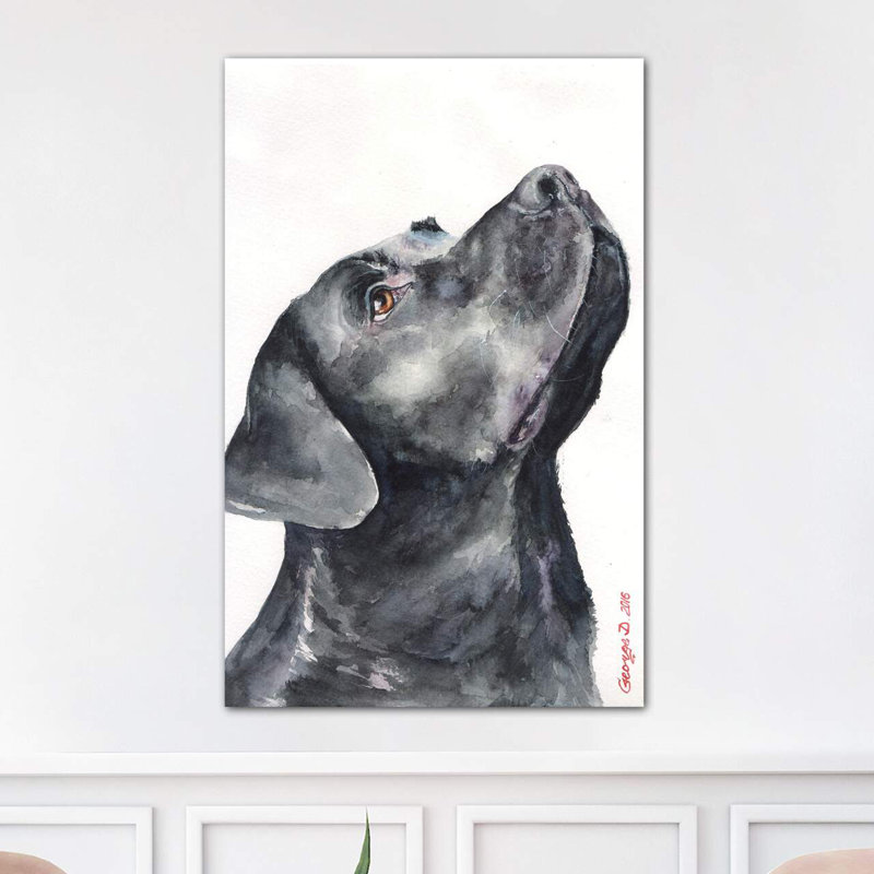Black Labrador by George Dyachenko - Wrapped Canvas Print, 66.04 cm H x 45.72 cm W x 3.175 cm D, No Frame, Black/Grey/White