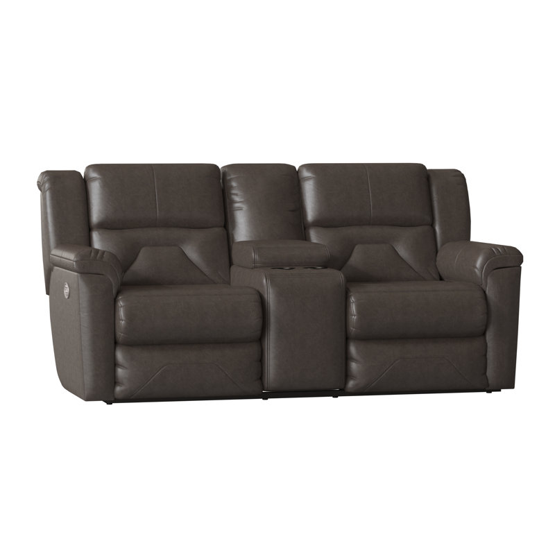 Pandora 81'' Leather Reclining Loveseat, Maximus Fossil, Manual