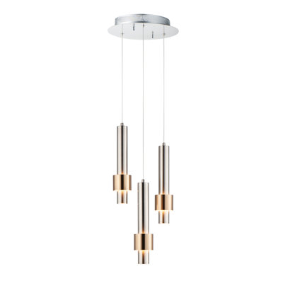 Luminaire suspendu à DEL cylindrique unique et unique à 3 lumières Camacho