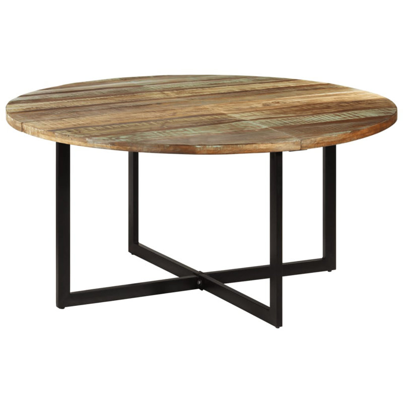 Boulmane Round Solid Wood Dining Table, Brown/Light Green