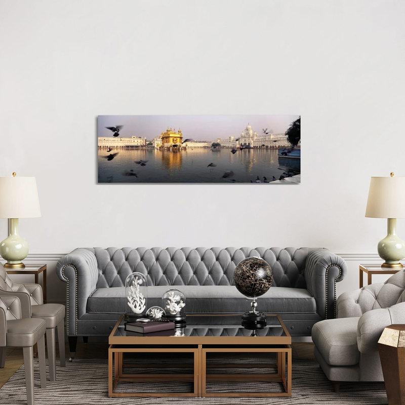 Reflection Of A Temple In A Lake, Golden Temple, Amritsar, Punjab, India - Wrapped Canvas Panoramic Print