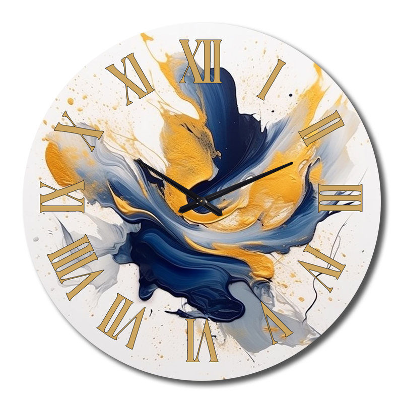 Horloge murale en métal foncé foncé et doré, Grand