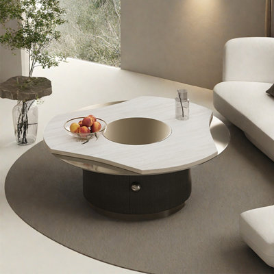 Modern round marble coffee table
