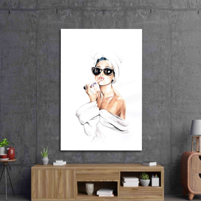 Art mural en verre Audrey Hepburn, H 28,3 po x l 18,1 po