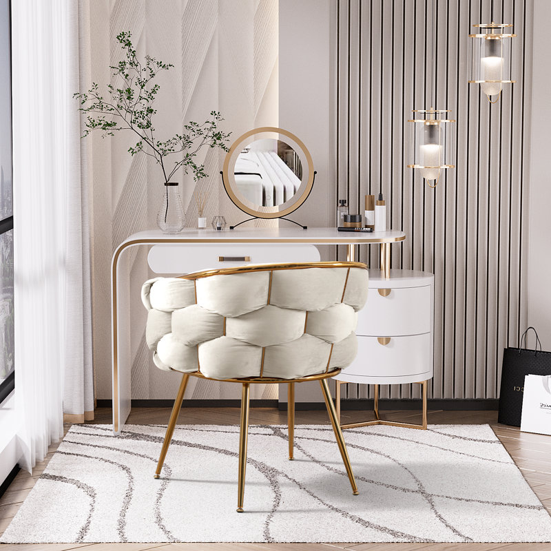 Hummera Upholstered Accent Chair, Ivory Velvet, 1