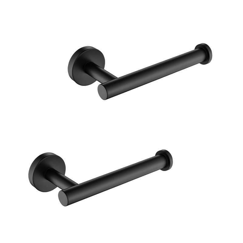 Ensemble de 2 supports de papier essuie-tout mural pour salle de bain - Acier inoxydable noir mat, design à la mode et pratique pour la maison Installation rapide et facile Moderne 2 bords lisses