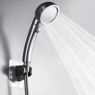 Pomme de douche à main haute pression sans perceuse chromée avec interrupteur de pause