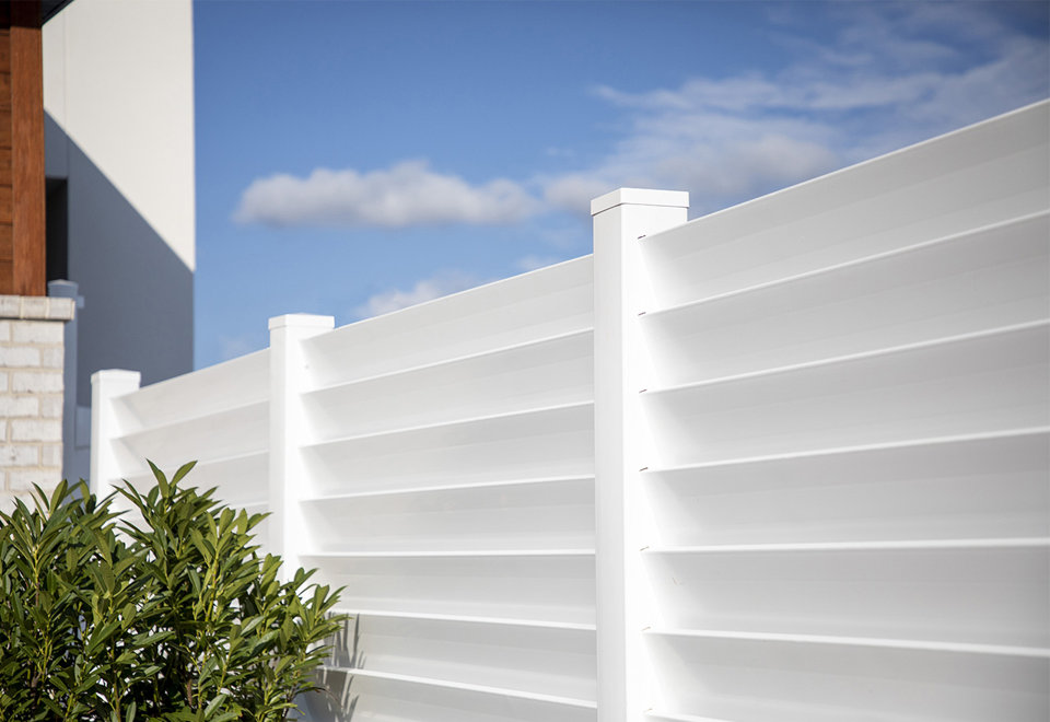 Seaside Semi-Private Horizontal Louvered Vinyl Fence Panel