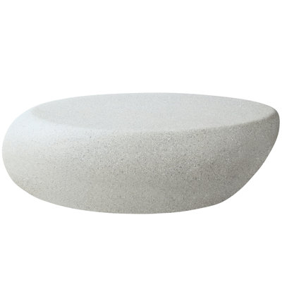 Fiberglass Living Room Table, 43.5'' Elliptical, Matte Rocks, No Assembly Effort Coffee Hassle In