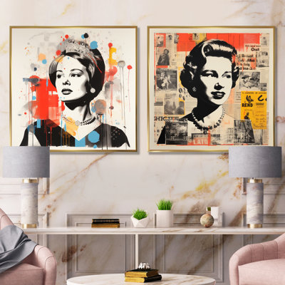 Pop Art Queen Elizabeth's Magazine I - ensemble de 2 reproductions d'art sur toile