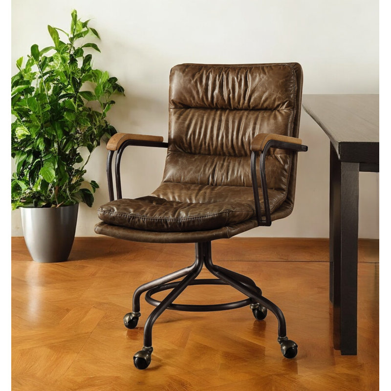Fauteuil de direction pivotant en cuir Will, Whisky