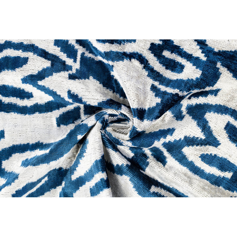 Silk Lumbar Rectangular Pillow Cover & Insert, Blue/White/Geometric