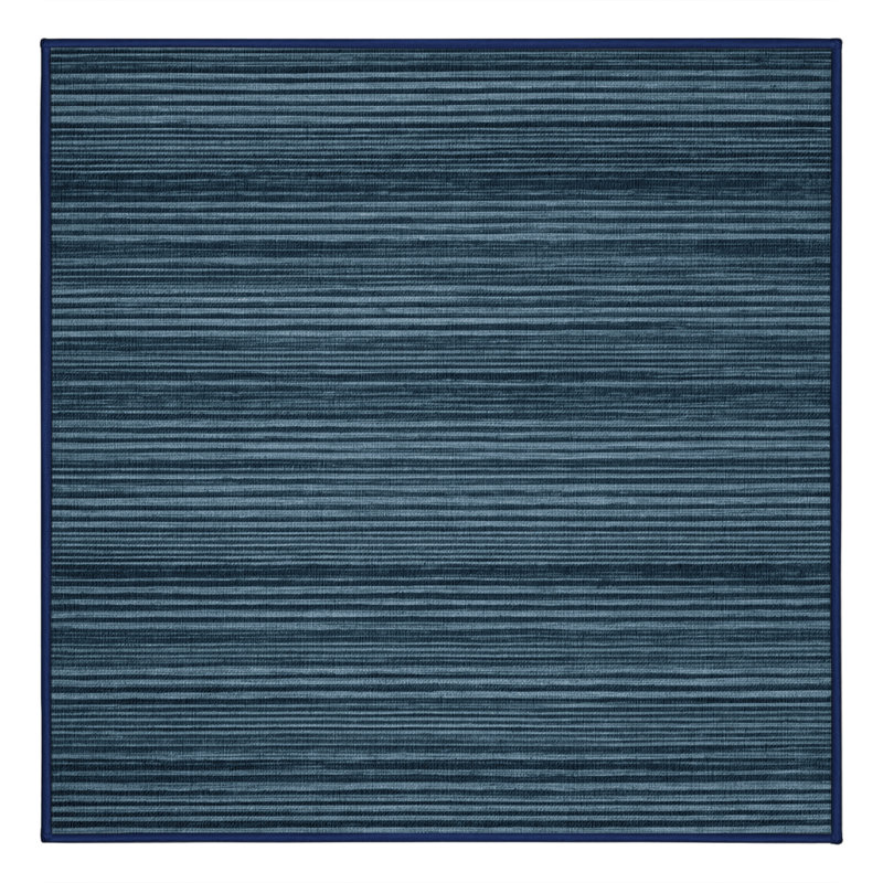 Machine Washable Horizontal Stripes Gray Area Rug, Square 8'
