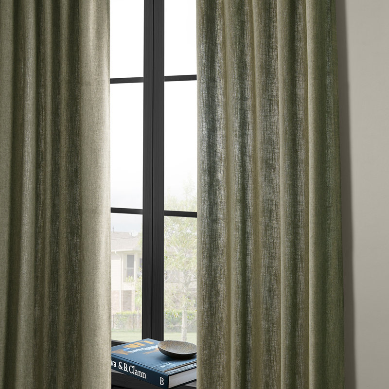 Farmbry Simply Faux Linen Curtains Pair - 2 Panels - Light Filtering Window Curtains, 50" W x 84" L, Green