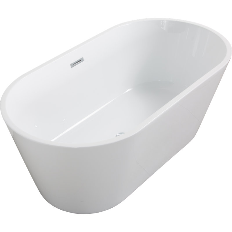 63" Acrylic Freestanding Soaking Bathtub With Chrome Overflow & Drain, Cupc Certified