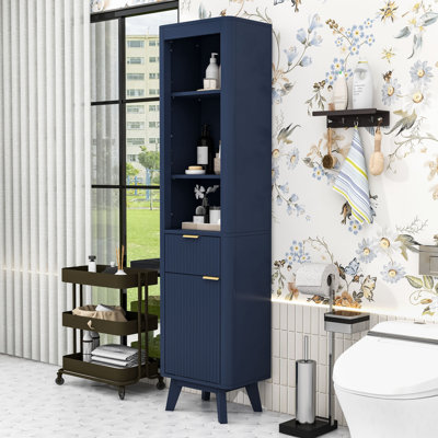 Armoire de rangement autoportante avec tablettes réglables, un tiroir et une porte