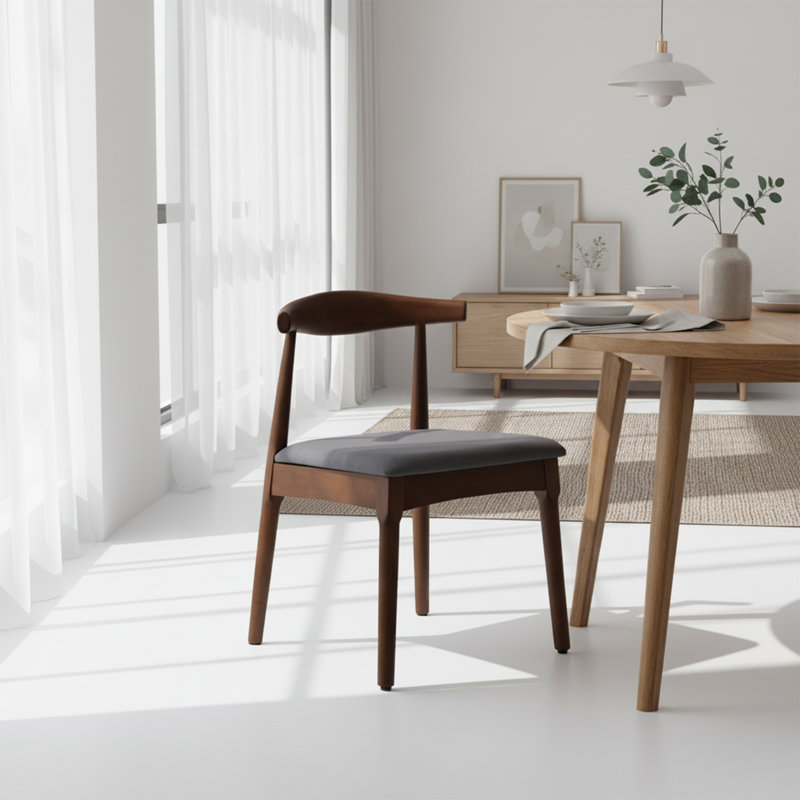  Chaise d'appoint en bois massif, Gris foncé / noyer