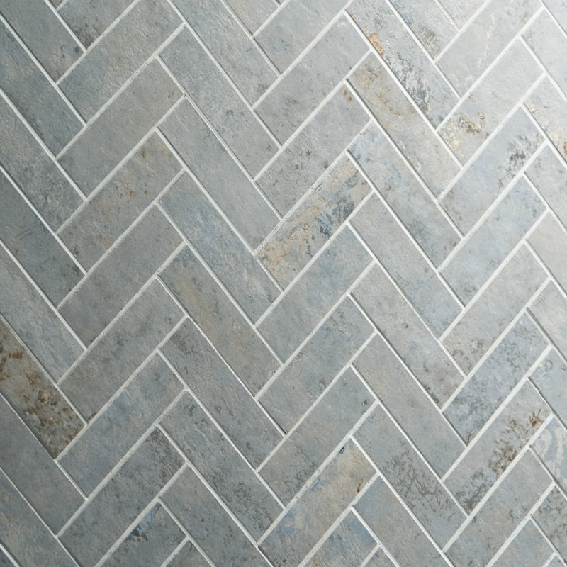 Portrait 1x4 Herringbone Matte Porcelain Mosaic Tile, Ocean Blue