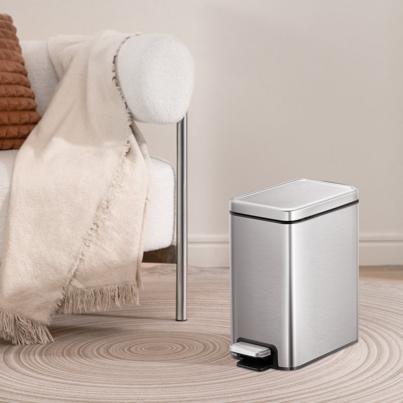 Stella Slim Step Bin Stainless Steel 10L, 35.5" H x 16.8" W x 34" D, 10