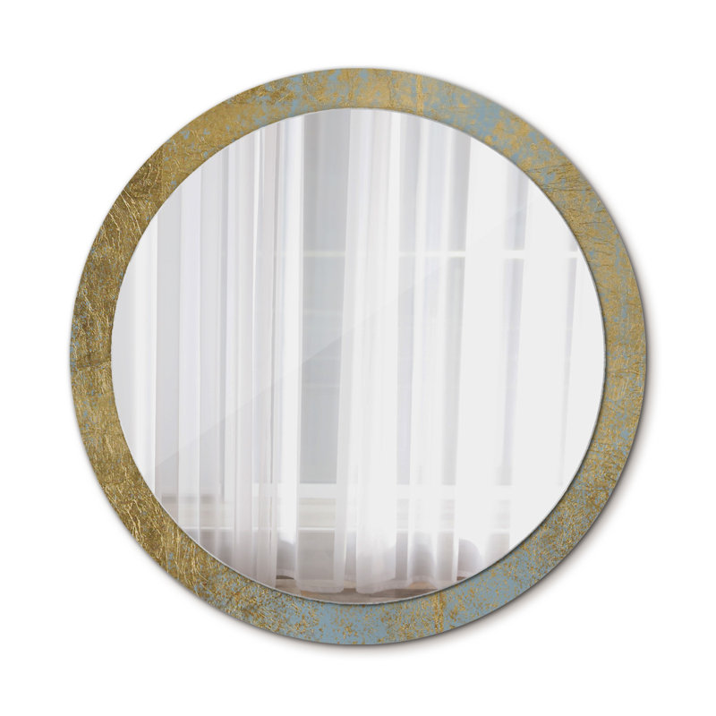 Huldar Round Glass Framed Wall Mounted Accent Mirror, Gold
