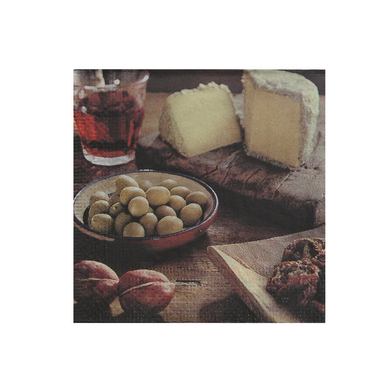 Ensemble de 20 serviettes de table 3 plis (olive et fromage) - ensemble de 6