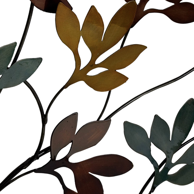 Décoration murale arbre multicolore en métal avec feuille, 47 po x 2 po x 42 po