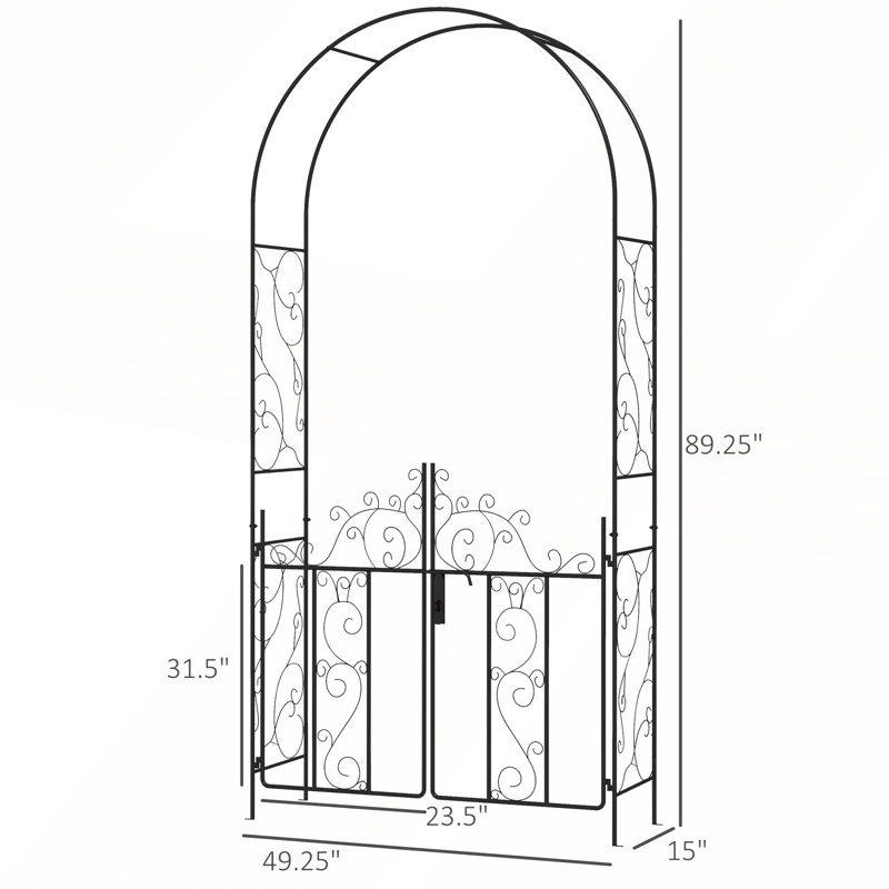 Arche de jardin en métal avec barrière Outsunny 7,5 pi