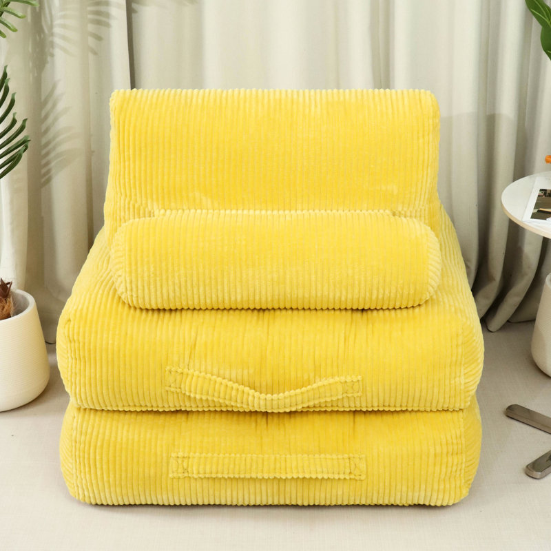 Chaise longue en velours côtelé 70,8 po jaune, confortable et relaxante, sans assemblage, idéale pour un séjour en famille à la maison ou dans un dortoir, en fausse fourrure moelleuse, idéale pour la détente